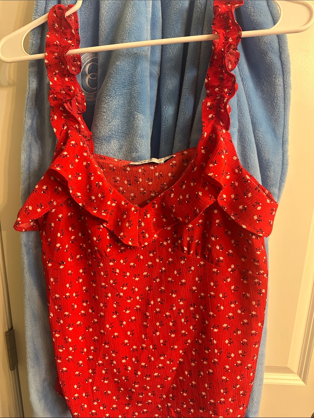 Lush Red Floral Ruffle Camisole